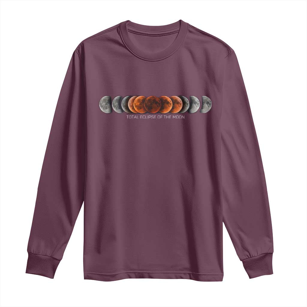 Total Eclipse of the Moon Phases Long Sleeve Shirt Blood Moon Space Astronomy Celestial Graphic
