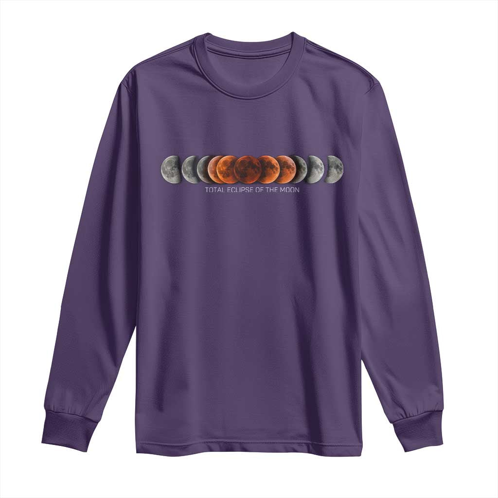 Total Eclipse of the Moon Phases Long Sleeve Shirt Blood Moon Space Astronomy Celestial Graphic