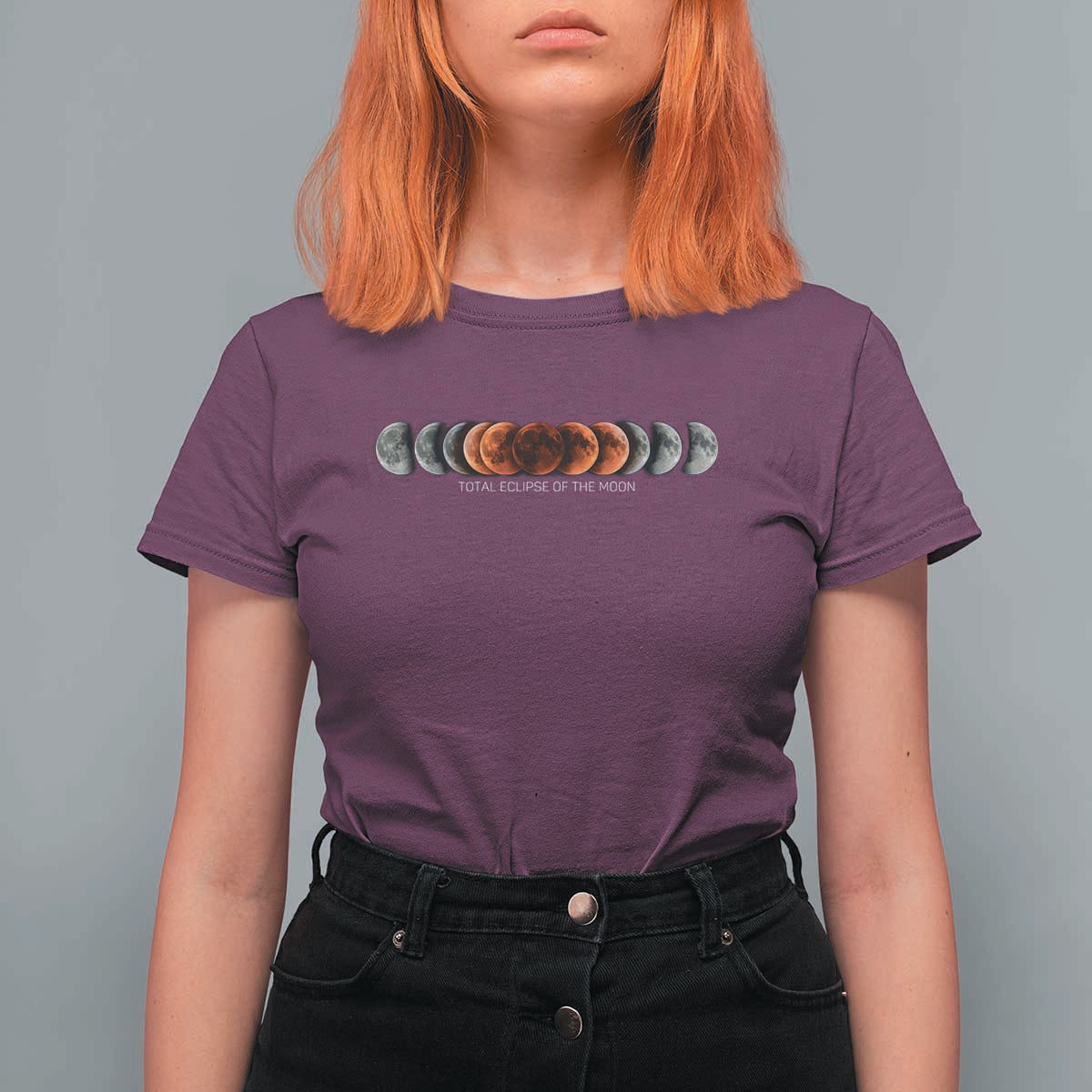 Total Eclipse of the Moon Phases T Shirt For Women Blood Moon Space Astronomy Celestial Graphic