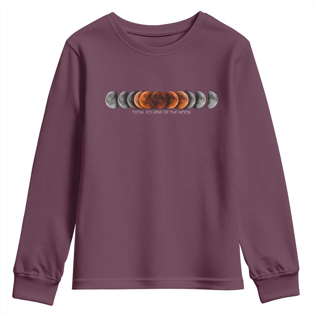 Total Eclipse of the Moon Phases Youth Sweatshirt Blood Moon Space Astronomy Celestial Graphic