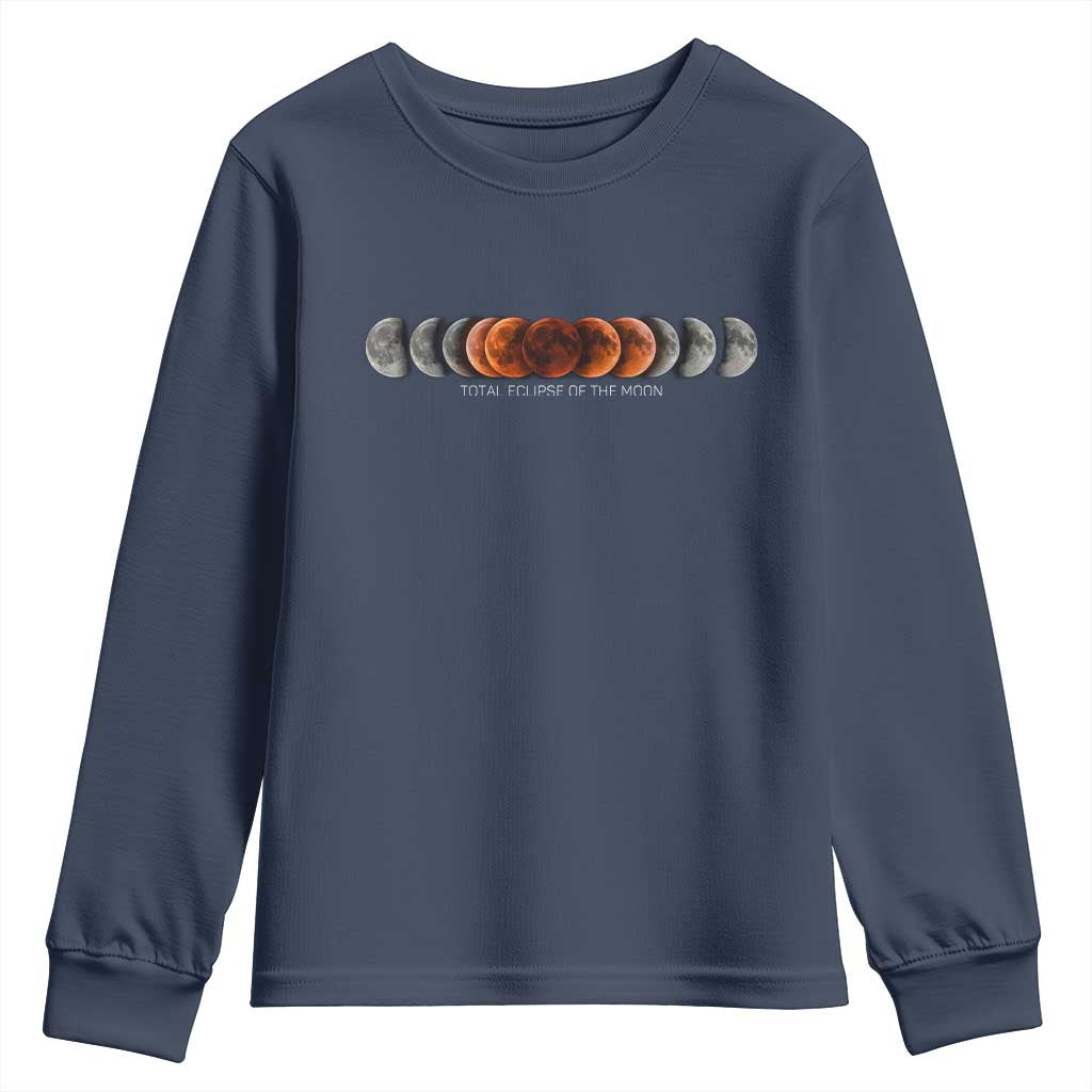 Total Eclipse of the Moon Phases Youth Sweatshirt Blood Moon Space Astronomy Celestial Graphic