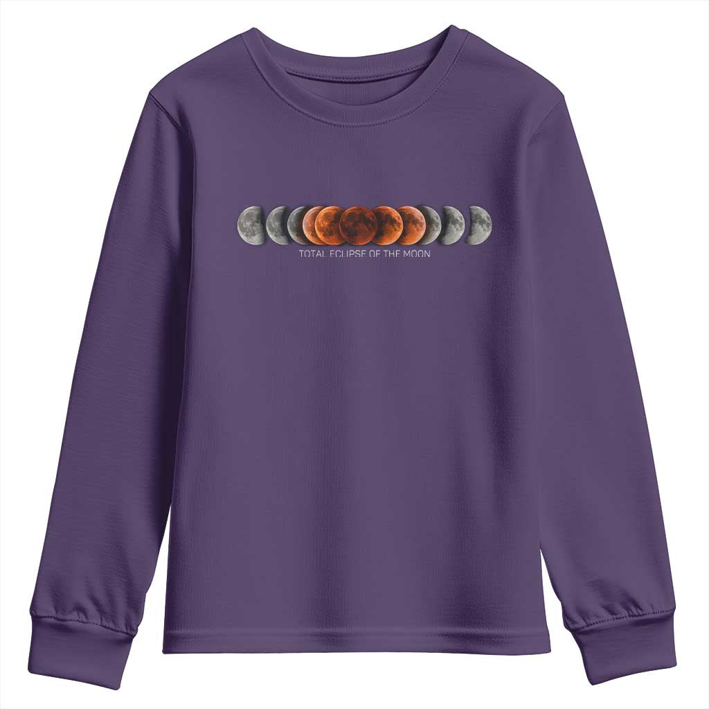 Total Eclipse of the Moon Phases Youth Sweatshirt Blood Moon Space Astronomy Celestial Graphic