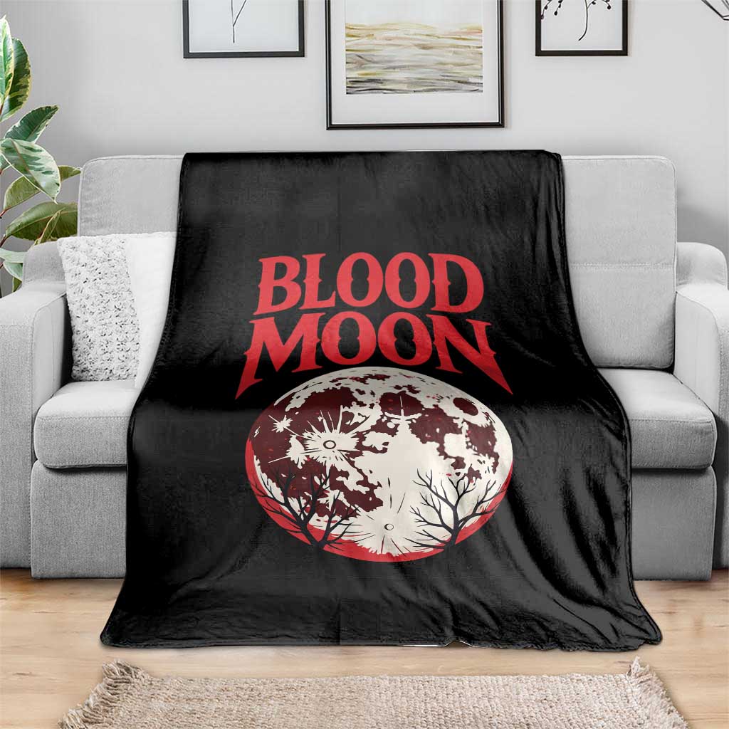 Retro Blood Moon Graphic Throw Blanket Mystic Celestial Gothic Astronomy Art