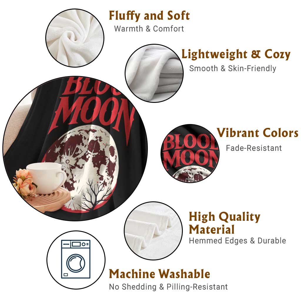 Retro Blood Moon Graphic Throw Blanket Mystic Celestial Gothic Astronomy Art
