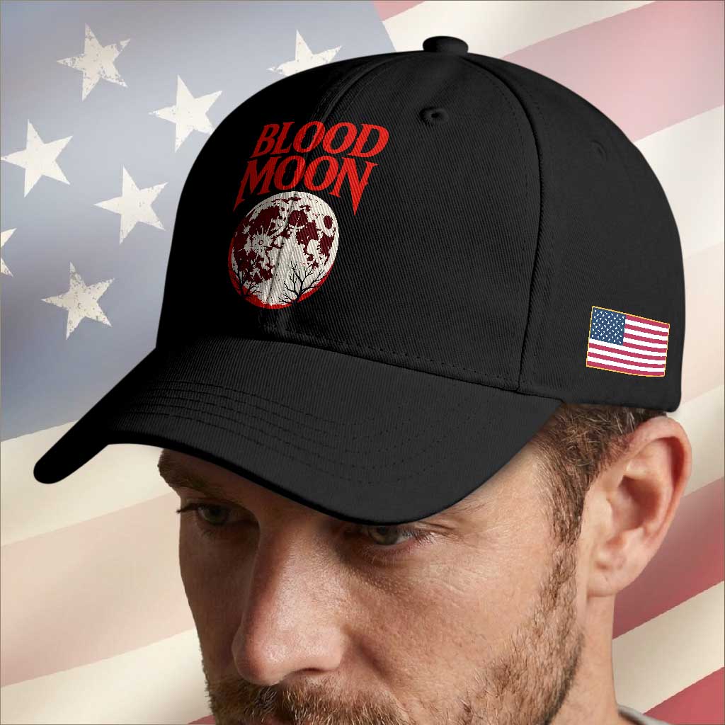 Retro Blood Moon Graphic Baseball Cap Mystic Celestial Gothic Astronomy Art