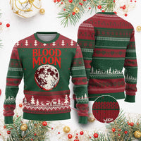 Retro Blood Moon Graphic Ugly Christmas Sweater Mystic Celestial Gothic Astronomy Art