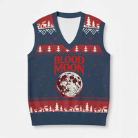 Retro Blood Moon Graphic V-Neck Knit Sweater Vest Mystic Celestial Gothic Astronomy Art