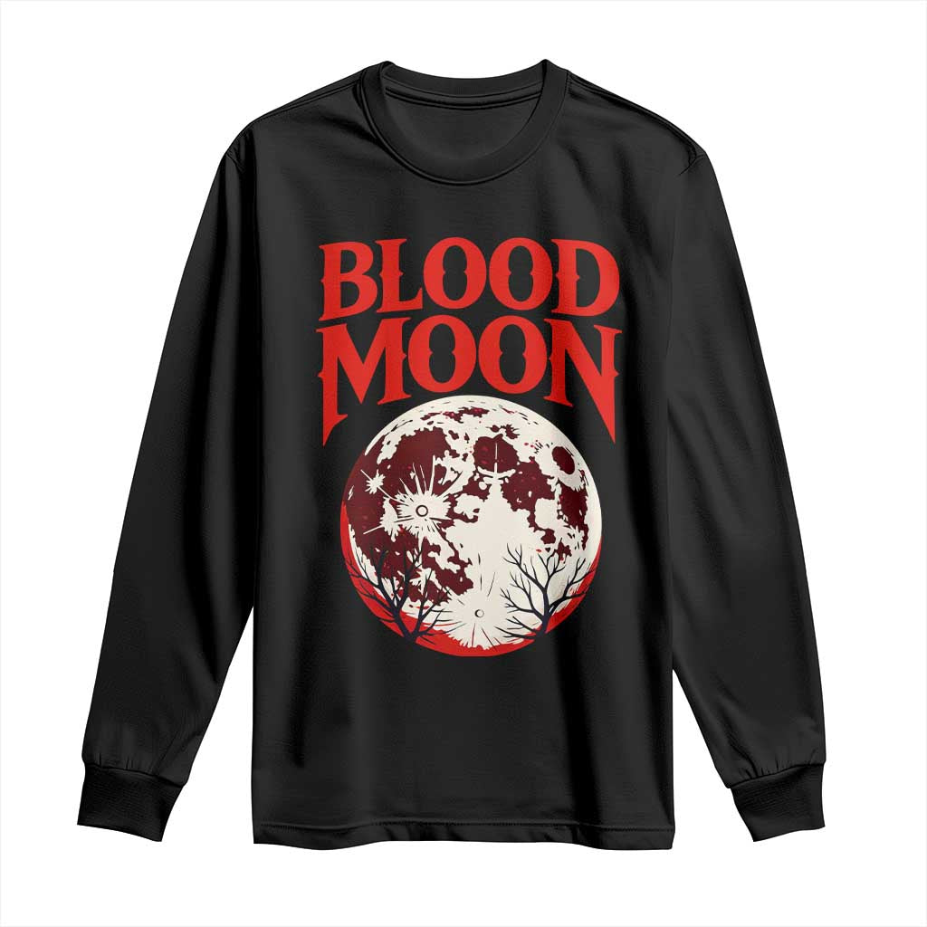 Retro Blood Moon Graphic Long Sleeve Shirt Mystic Celestial Gothic Astronomy Art