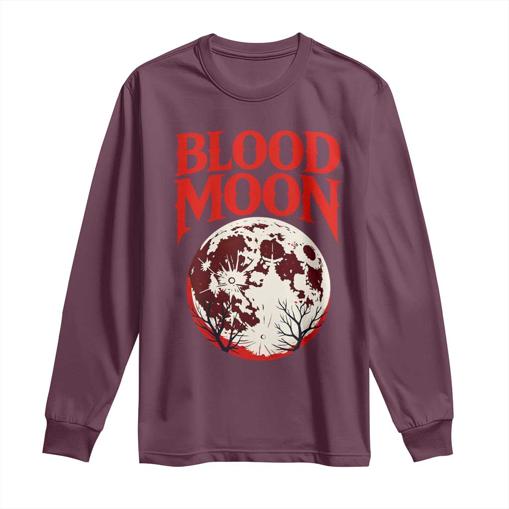 Retro Blood Moon Graphic Long Sleeve Shirt Mystic Celestial Gothic Astronomy Art