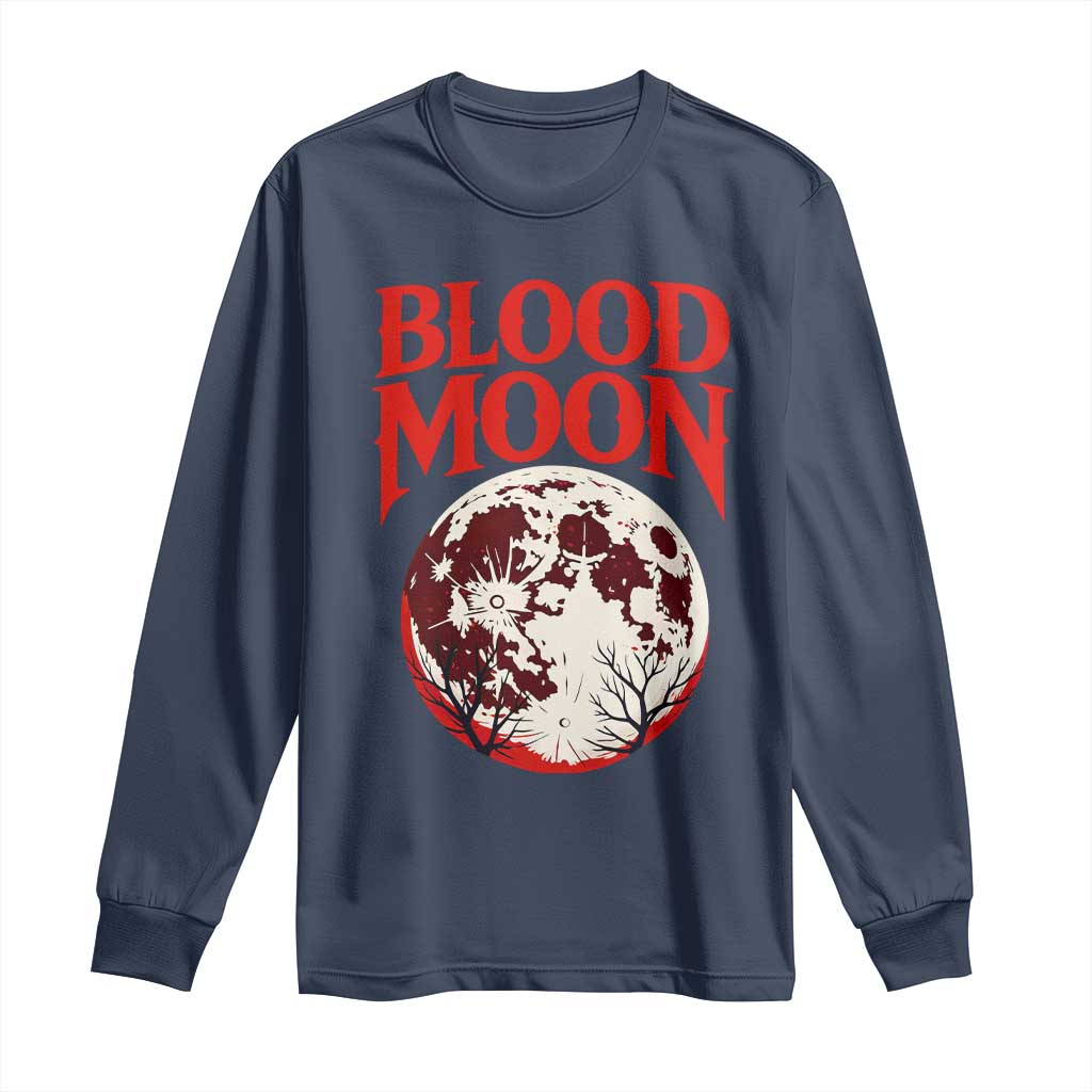 Retro Blood Moon Graphic Long Sleeve Shirt Mystic Celestial Gothic Astronomy Art