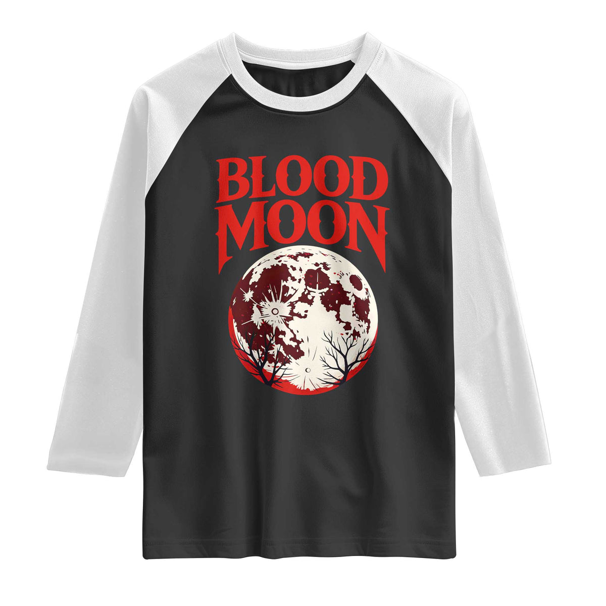 Retro Blood Moon Graphic Raglan Shirt Mystic Celestial Gothic Astronomy Art