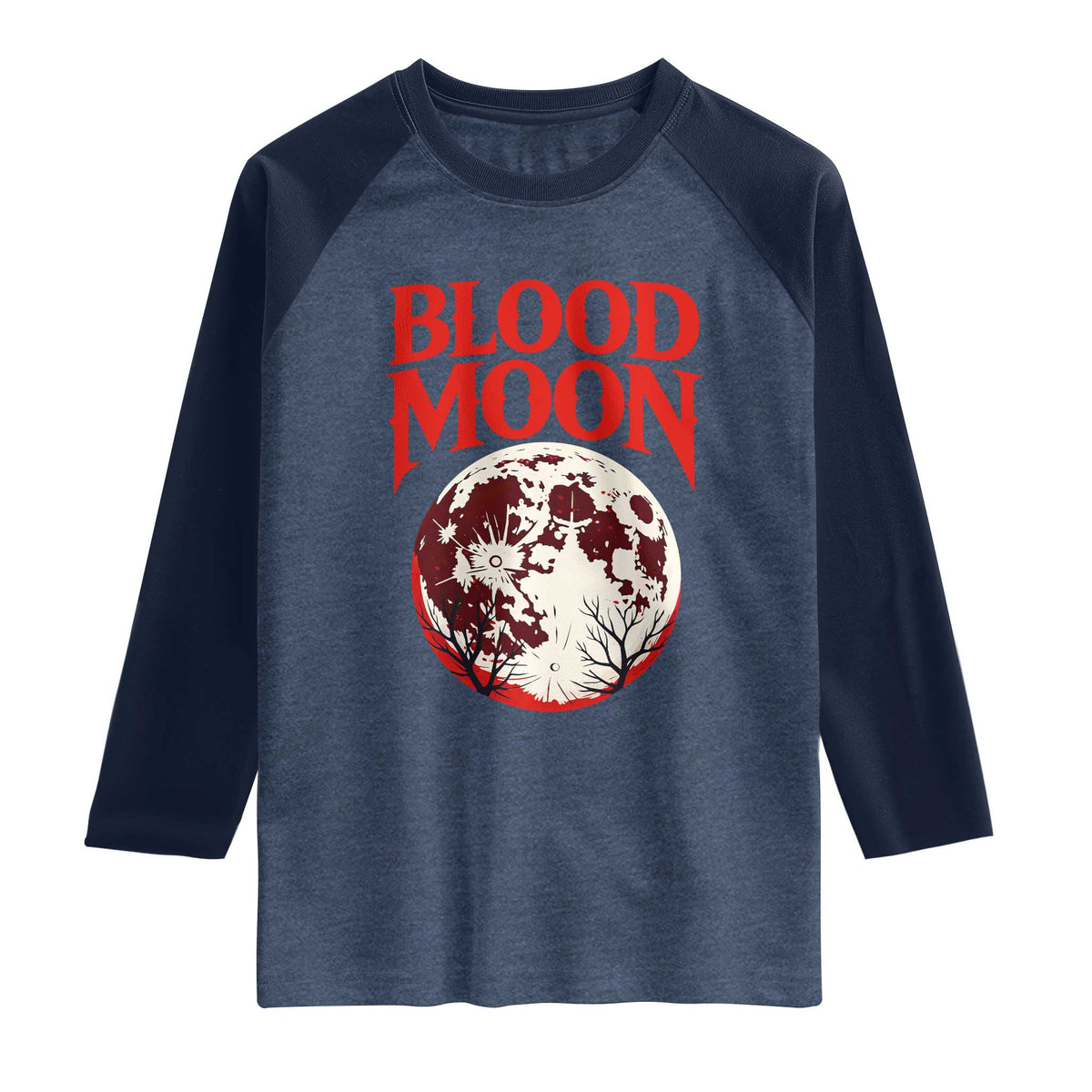 Retro Blood Moon Graphic Raglan Shirt Mystic Celestial Gothic Astronomy Art