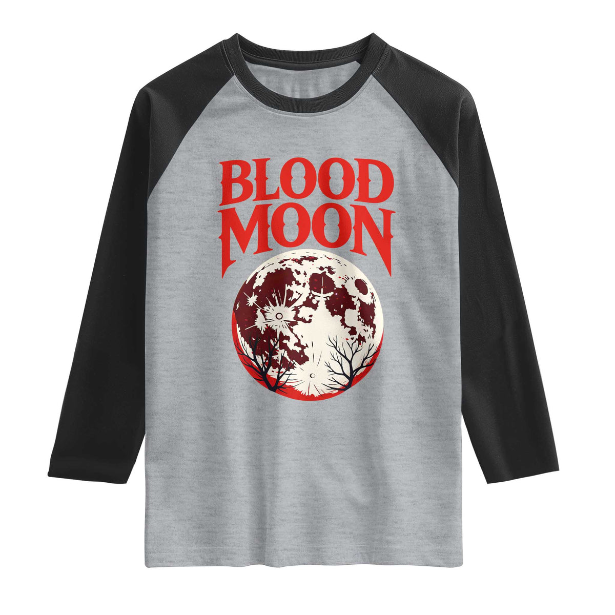 Retro Blood Moon Graphic Raglan Shirt Mystic Celestial Gothic Astronomy Art
