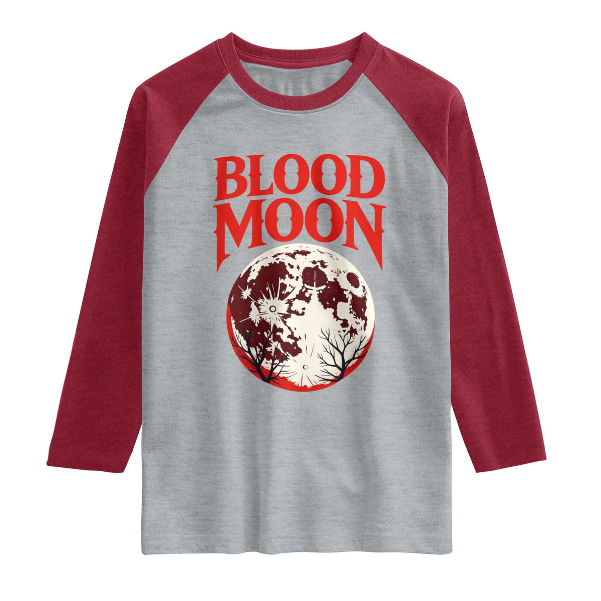 Retro Blood Moon Graphic Raglan Shirt Mystic Celestial Gothic Astronomy Art