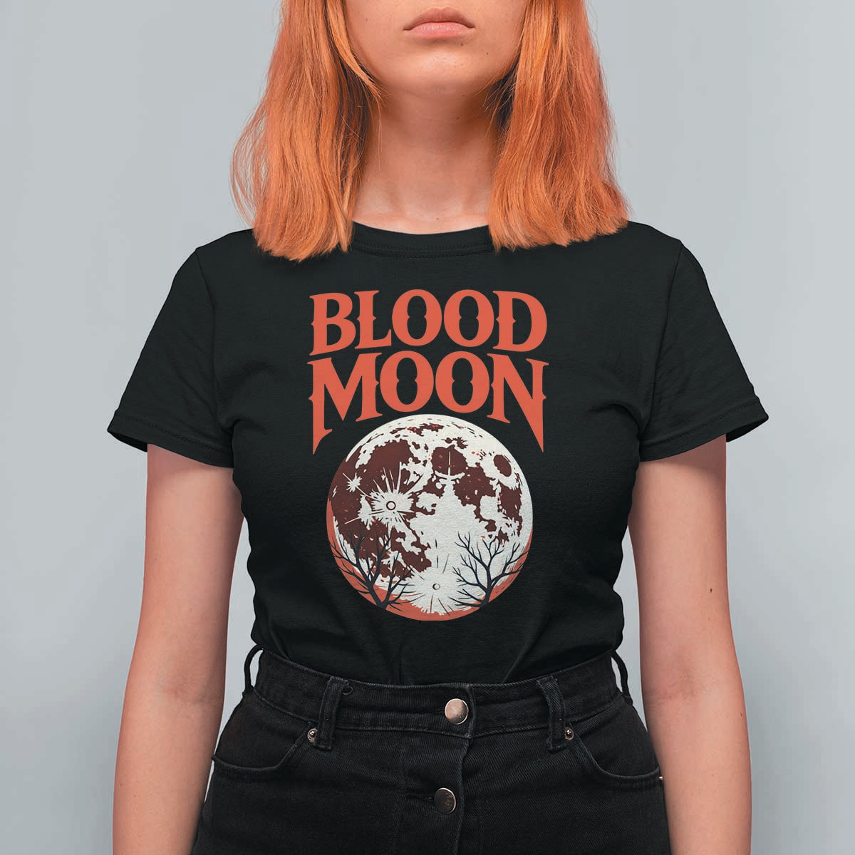 Retro Blood Moon Graphic T Shirt For Women Mystic Celestial Gothic Astronomy Art