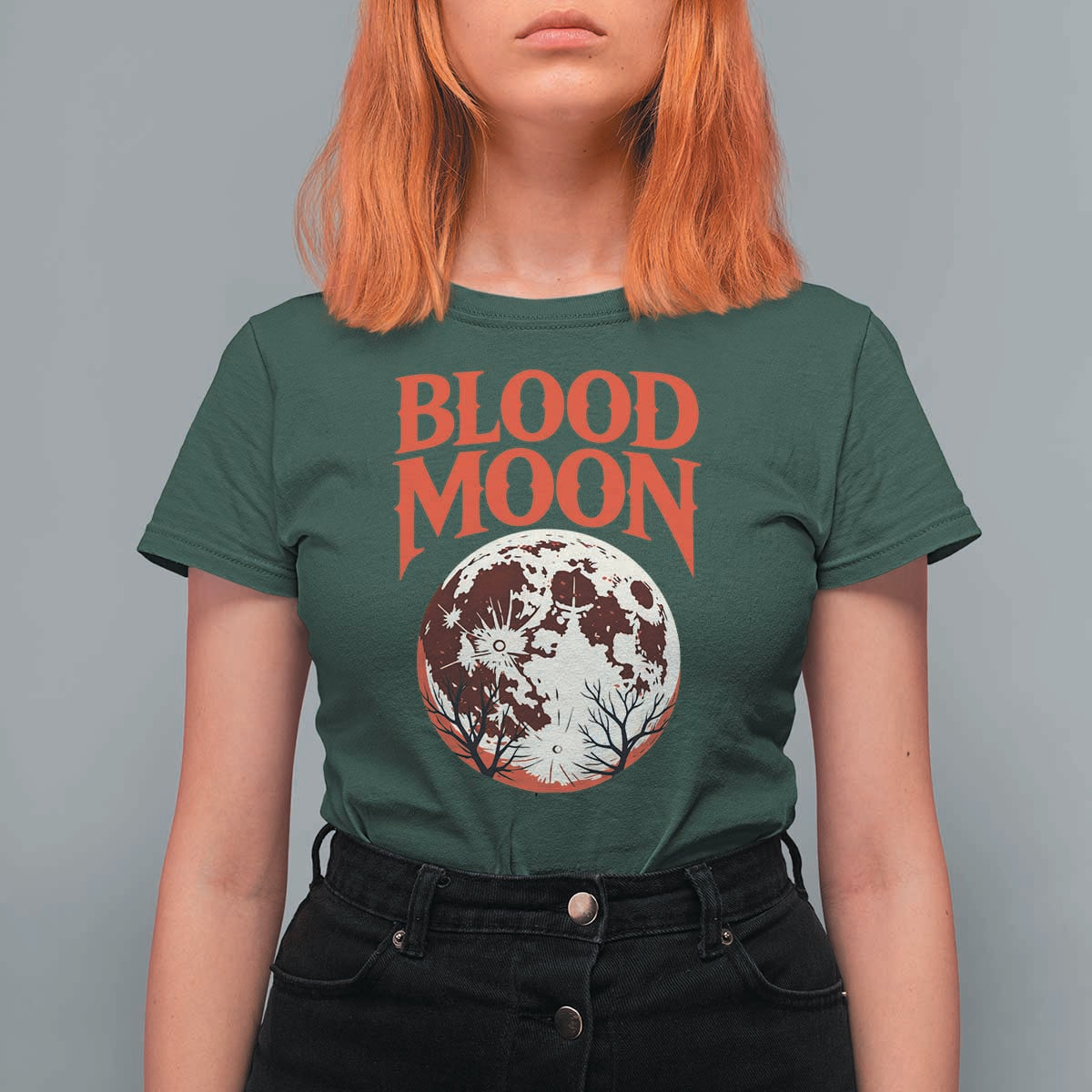 Retro Blood Moon Graphic T Shirt For Women Mystic Celestial Gothic Astronomy Art