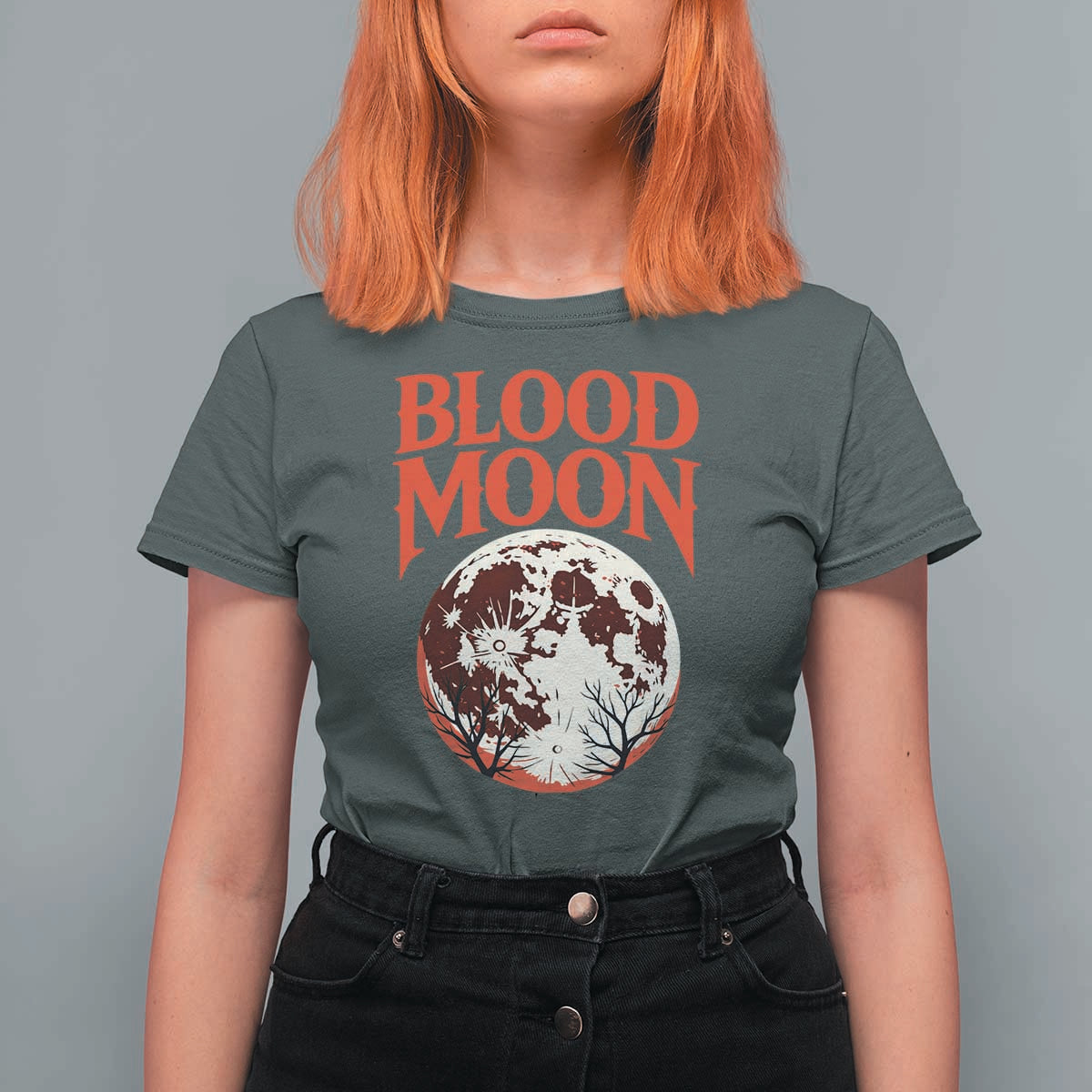 Retro Blood Moon Graphic T Shirt For Women Mystic Celestial Gothic Astronomy Art