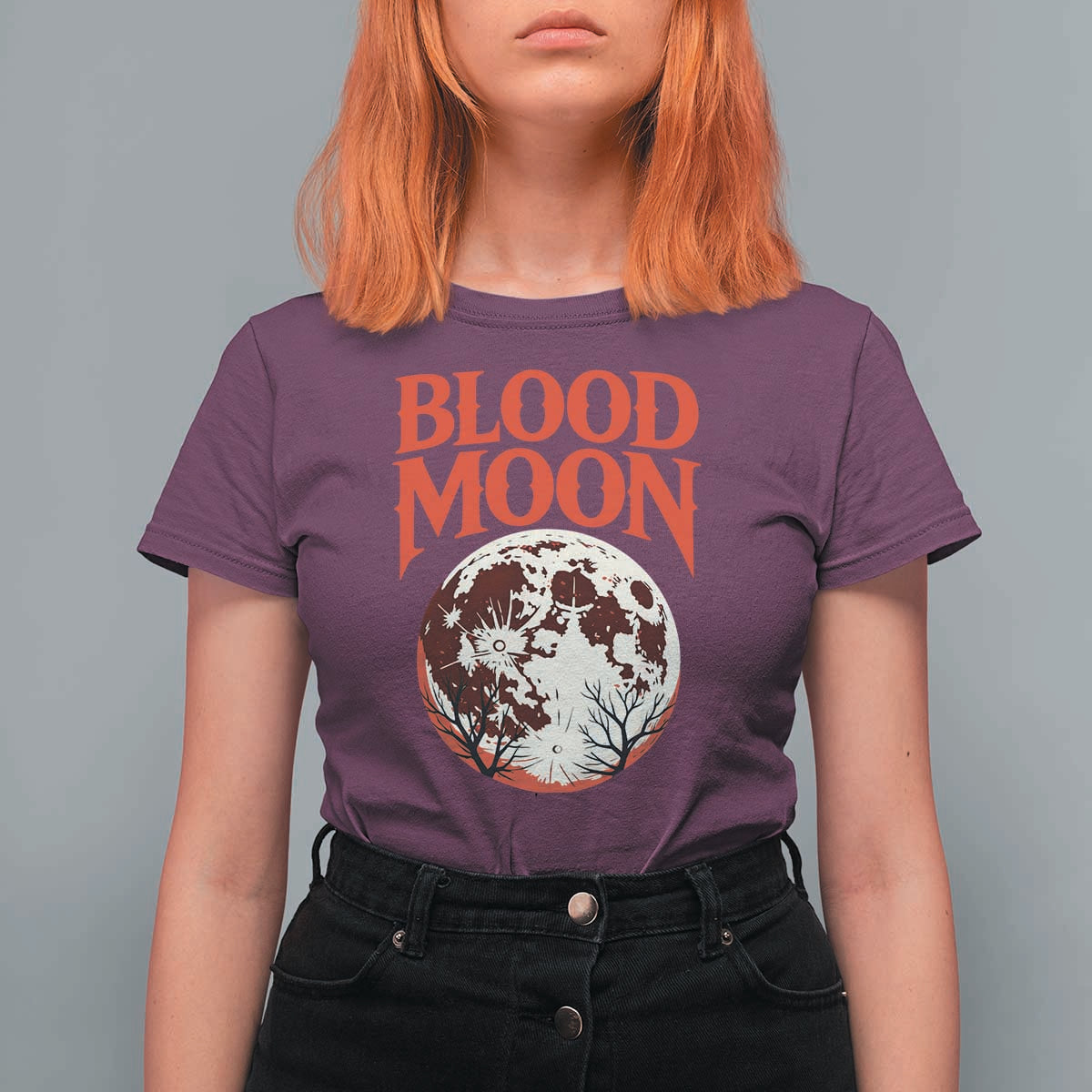 Retro Blood Moon Graphic T Shirt For Women Mystic Celestial Gothic Astronomy Art