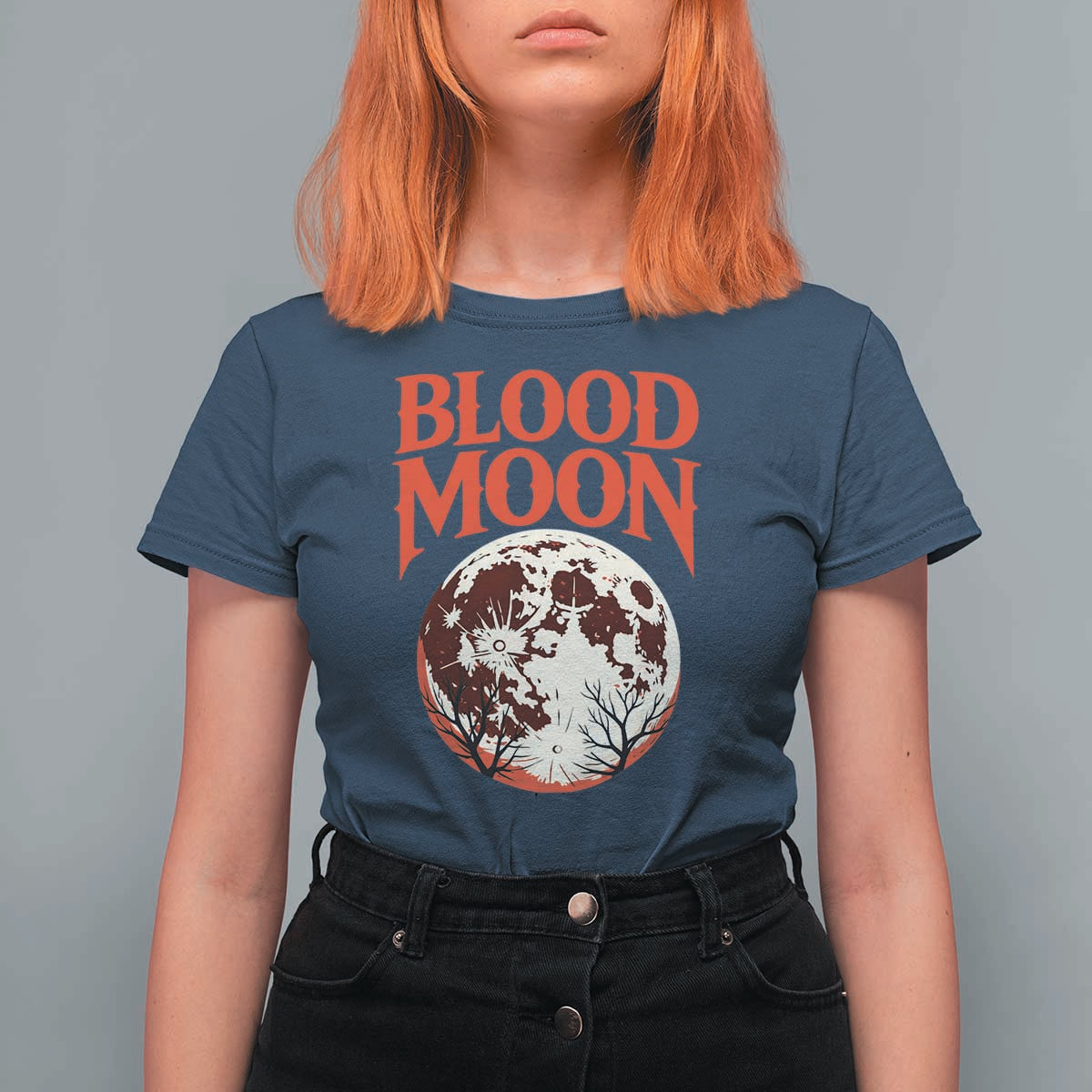 Retro Blood Moon Graphic T Shirt For Women Mystic Celestial Gothic Astronomy Art