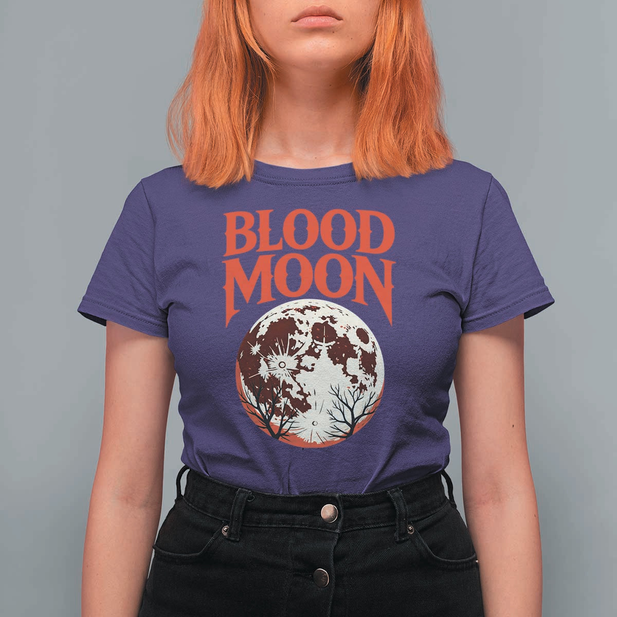 Retro Blood Moon Graphic T Shirt For Women Mystic Celestial Gothic Astronomy Art