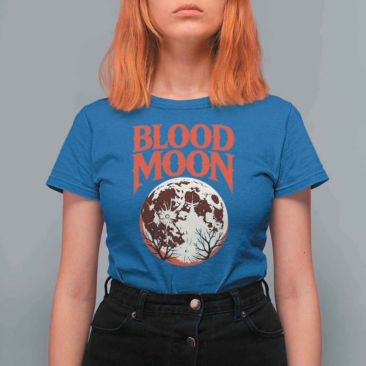 Retro Blood Moon Graphic T Shirt For Women Mystic Celestial Gothic Astronomy Art