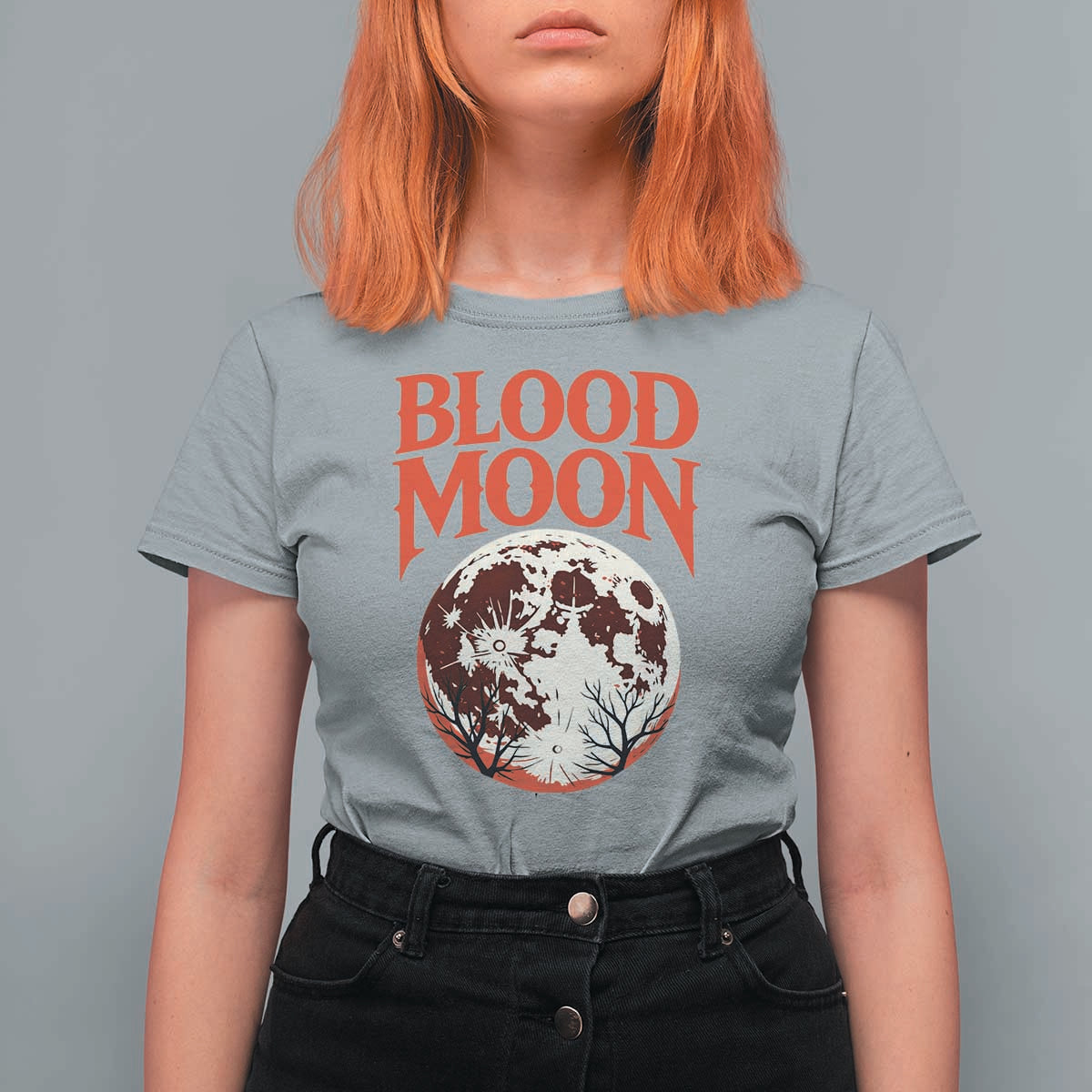 Retro Blood Moon Graphic T Shirt For Women Mystic Celestial Gothic Astronomy Art