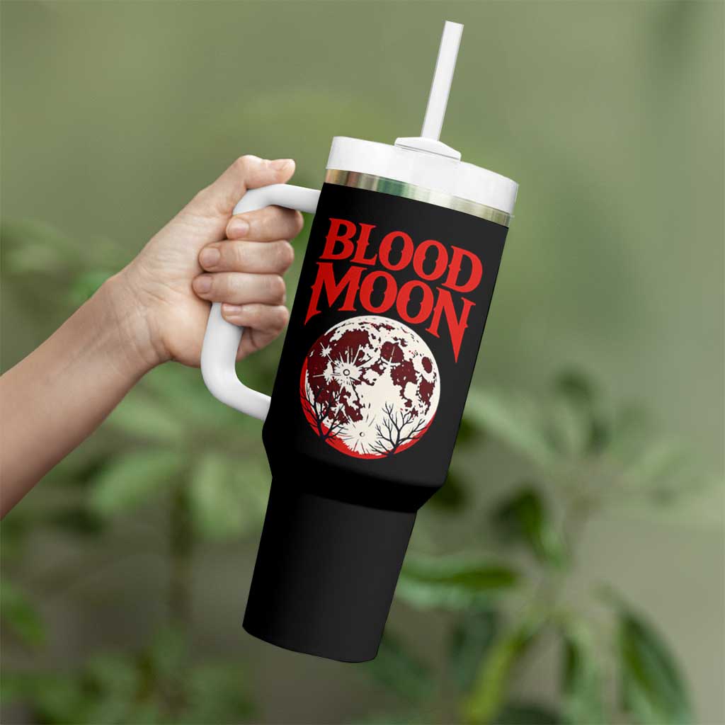 Retro Blood Moon Graphic Tumbler With Handle Mystic Celestial Gothic Astronomy Art
