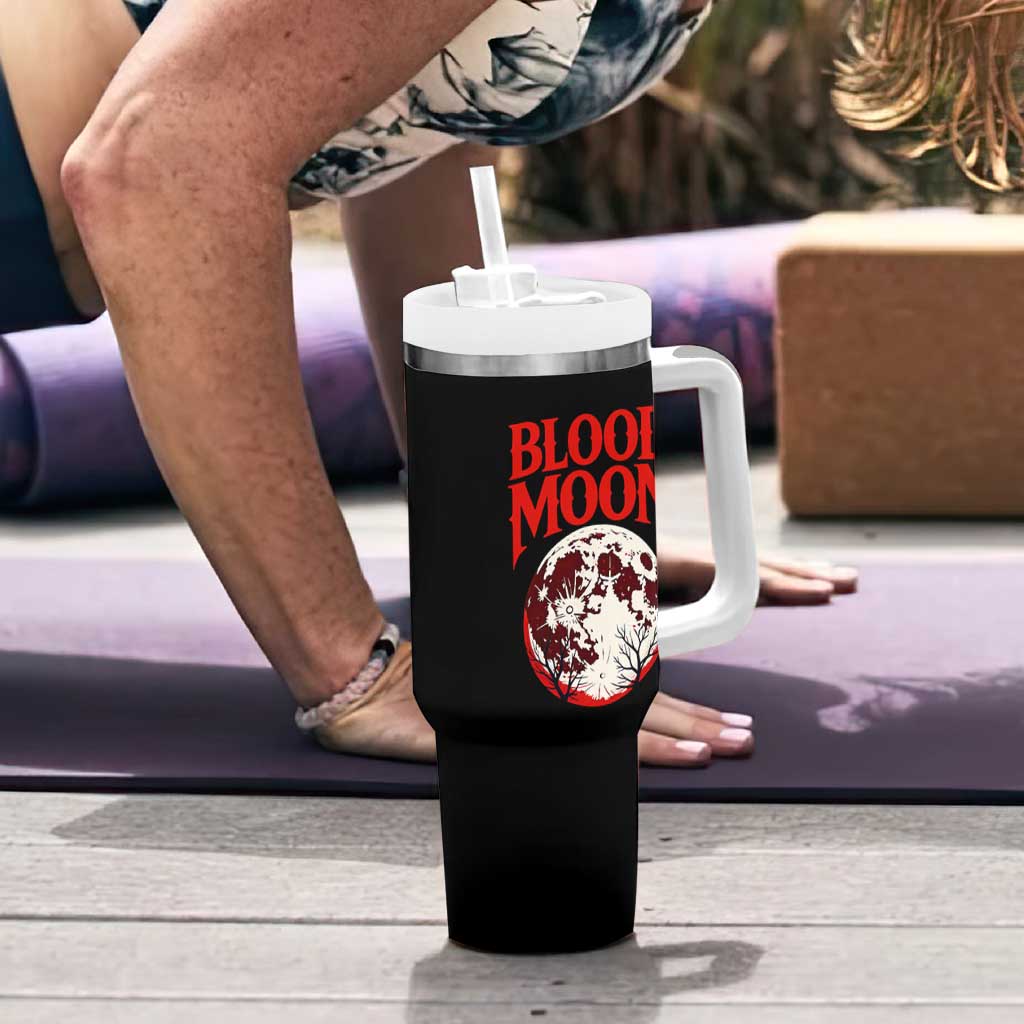 Retro Blood Moon Graphic Tumbler With Handle Mystic Celestial Gothic Astronomy Art