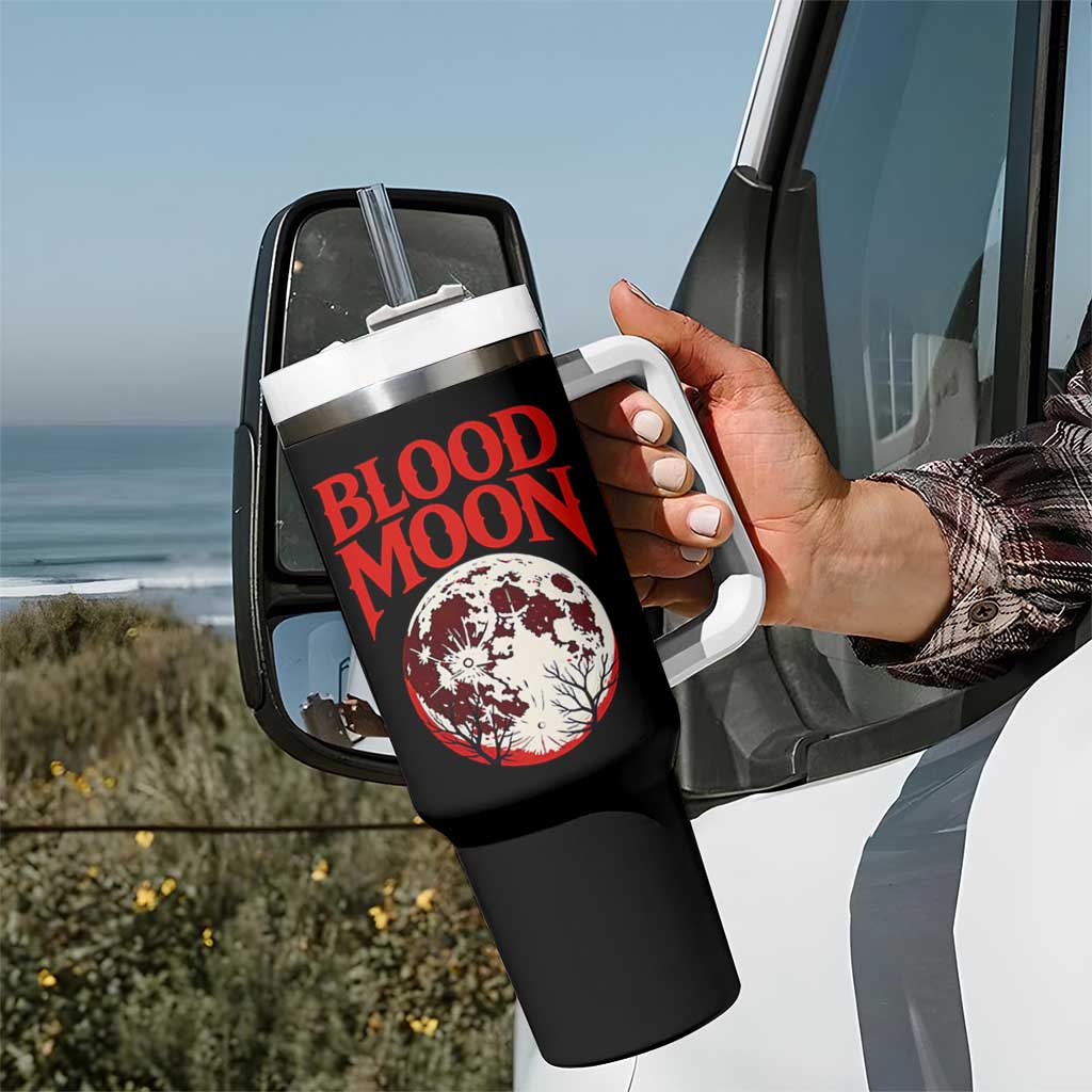 Retro Blood Moon Graphic Tumbler With Handle Mystic Celestial Gothic Astronomy Art