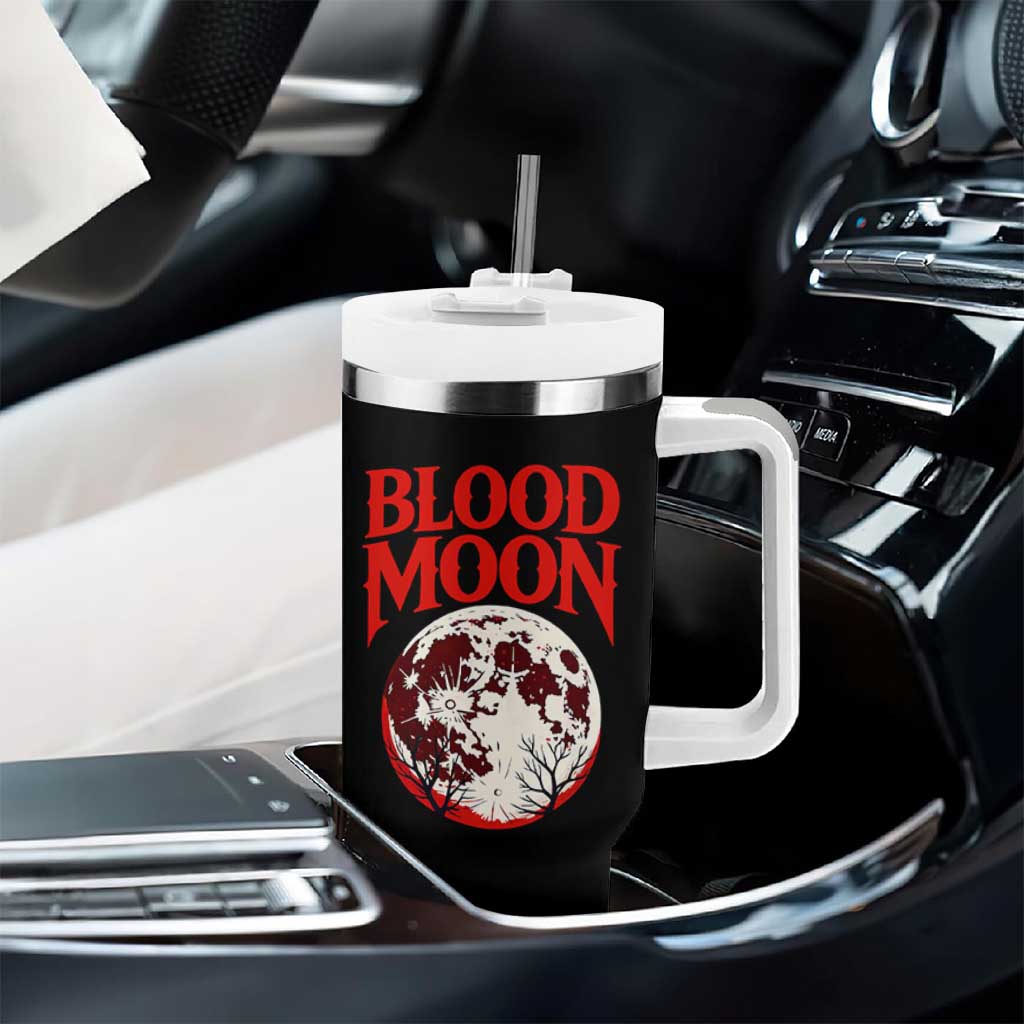 Retro Blood Moon Graphic Tumbler With Handle Mystic Celestial Gothic Astronomy Art