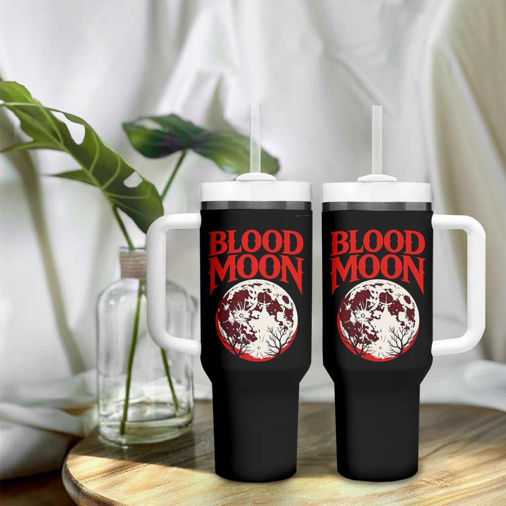 Retro Blood Moon Graphic Tumbler With Handle Mystic Celestial Gothic Astronomy Art