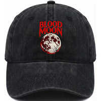 Retro Blood Moon Graphic Washed Cotton Baseball Cap Mystic Celestial Gothic Astronomy Art