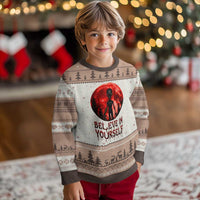 Creepy Alien Believe In Yourself Ugly Christmas Sweater Funny Blood Moon Sci-Fi Horror Graphic