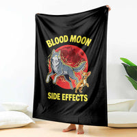 Funny Blood Moon Side Effects Wolf and Chihuahua Dog Humor Graphic Throw Blanket