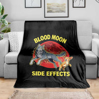 Funny Blood Moon Side Effects Wolf and Chihuahua Dog Humor Graphic Throw Blanket