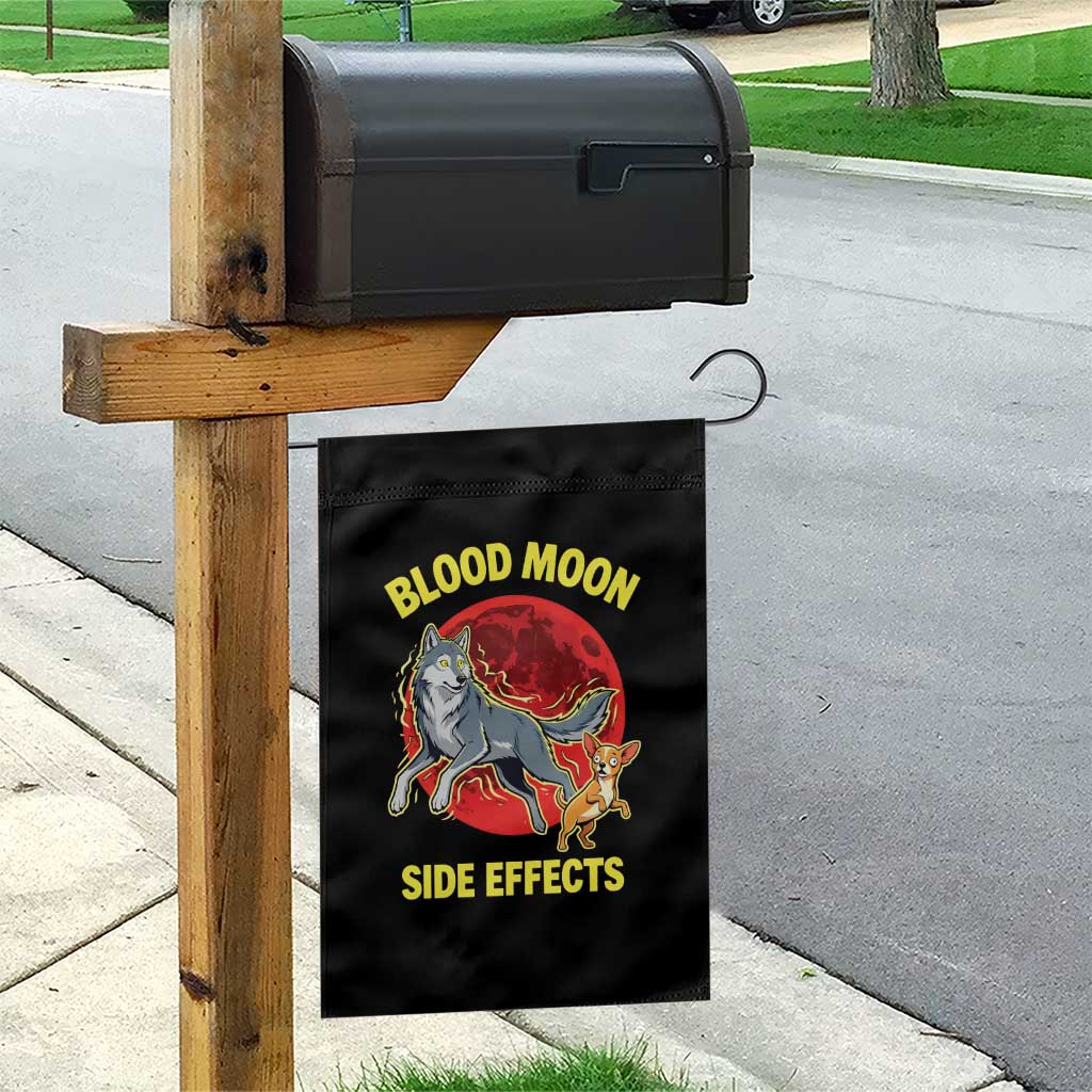 Funny Blood Moon Side Effects Wolf and Chihuahua Dog Humor Graphic Garden Flag