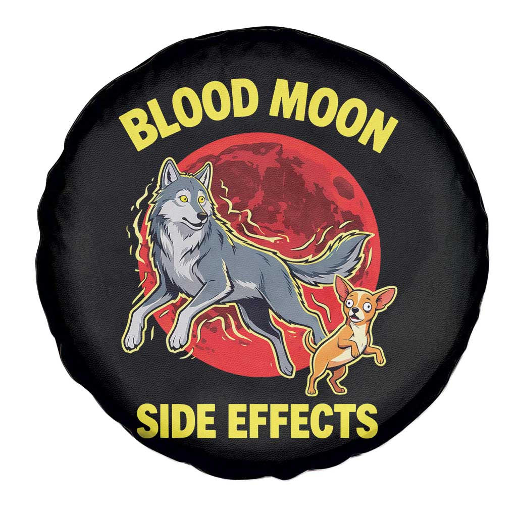 Funny Blood Moon Side Effects Wolf and Chihuahua Dog Humor Graphic Spare Tire Cover