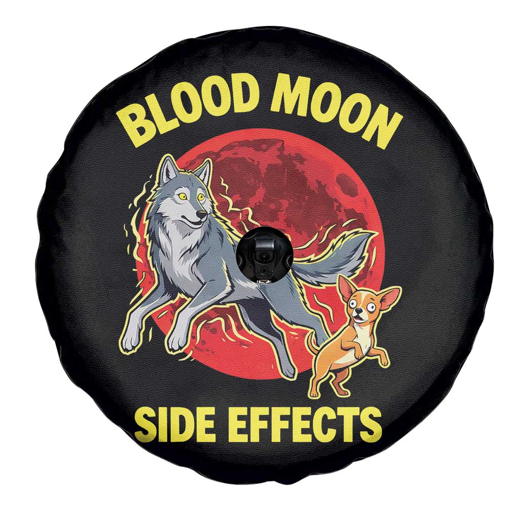 Funny Blood Moon Side Effects Wolf and Chihuahua Dog Humor Graphic Spare Tire Cover