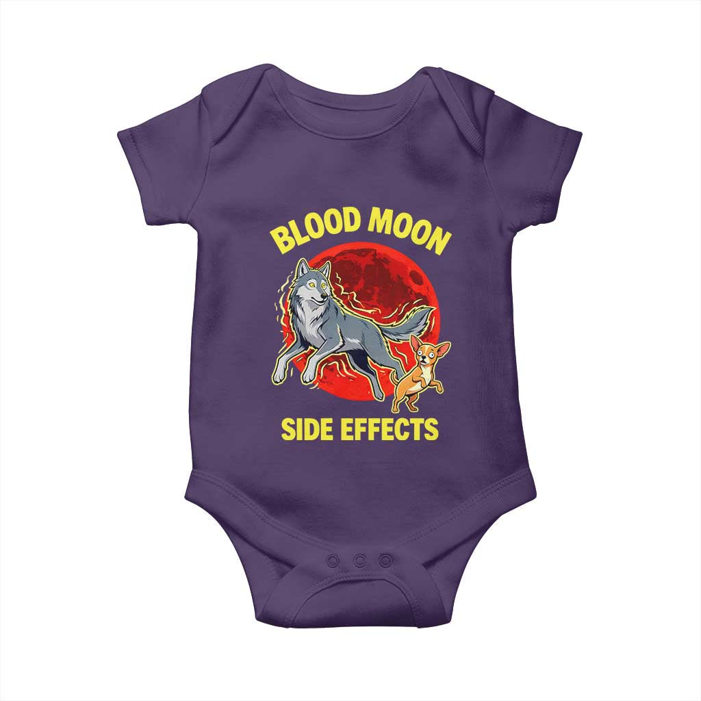 Funny Blood Moon Side Effects Wolf and Chihuahua Dog Humor Graphic Baby Onesie