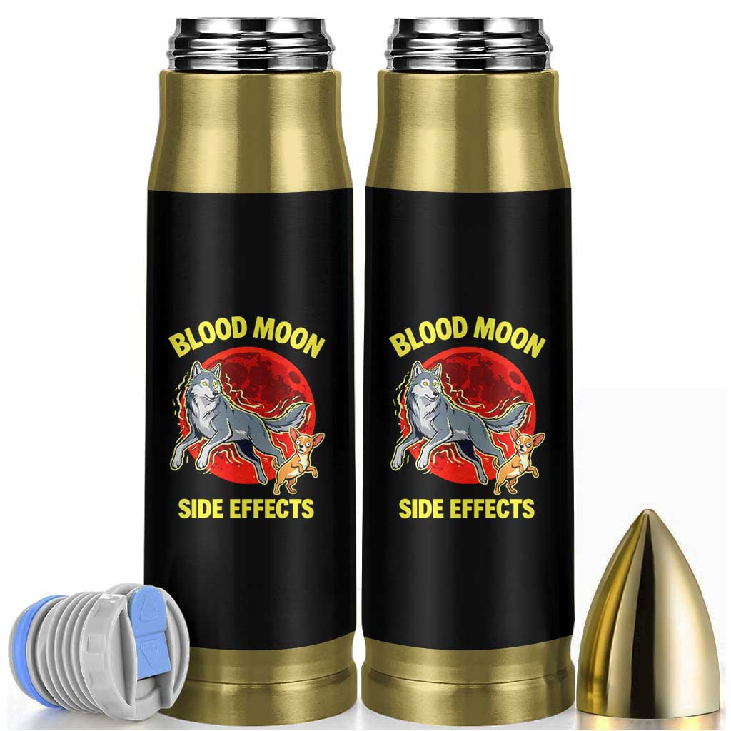 Funny Blood Moon Side Effects Wolf and Chihuahua Dog Humor Graphic Bullet Tumbler