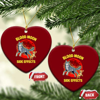 Funny Blood Moon Side Effects Wolf and Chihuahua Dog Humor Graphic Ceramic Ornament