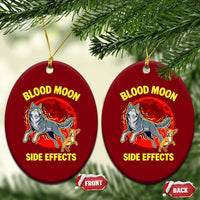 Funny Blood Moon Side Effects Wolf and Chihuahua Dog Humor Graphic Ceramic Ornament