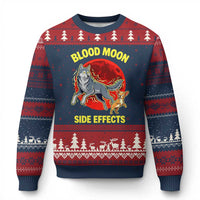 Funny Blood Moon Side Effects Wolf and Chihuahua Dog Humor Graphic Ugly Christmas Sweater