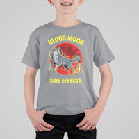 Funny Blood Moon Side Effects Wolf and Chihuahua Dog Humor Graphic T Shirt For Kid