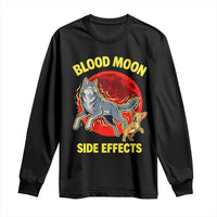 Funny Blood Moon Side Effects Wolf and Chihuahua Dog Humor Graphic Long Sleeve Shirt