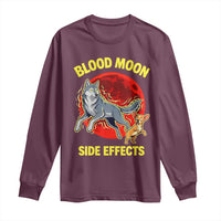 Funny Blood Moon Side Effects Wolf and Chihuahua Dog Humor Graphic Long Sleeve Shirt