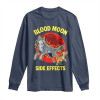 Funny Blood Moon Side Effects Wolf and Chihuahua Dog Humor Graphic Long Sleeve Shirt