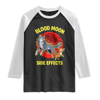 Funny Blood Moon Side Effects Wolf and Chihuahua Dog Humor Graphic Raglan Shirt