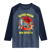 Funny Blood Moon Side Effects Wolf and Chihuahua Dog Humor Graphic Raglan Shirt