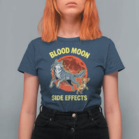 Funny Blood Moon Side Effects Wolf and Chihuahua Dog Humor Graphic T Shirt For Women